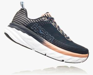 Hoka Bondi 6 Men's Road Running Shoes Dark Blue/Pink | ZWMC-71405