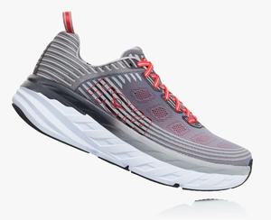 Hoka Bondi 6 Men's Road Running Shoes Grey/White | BNGI-85091