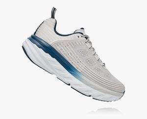 Hoka Bondi 6 Men's Road Running Shoes Grey/White | JZUY-23659