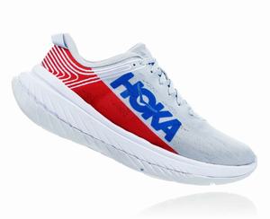 Hoka Carbon X Men's Road Running Shoes White/Blue | KQJV-96415