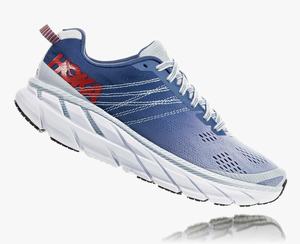 Hoka Clifton 6 Men's Road Running Shoes White/Blue | BHIJ-92618