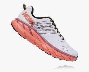 Hoka Clifton 6 Men's Road Running Shoes White/Pink | JRPD-03241