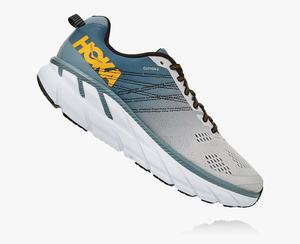 Hoka Clifton 6 Men's Road Running Shoes Grey/Yellow | LQWB-47639