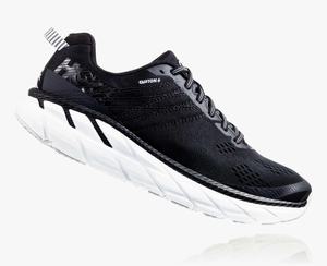 Hoka Clifton 6 Men's Road Running Shoes Black/White | ZDUT-80975