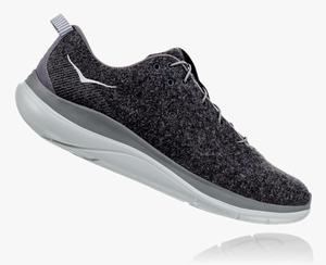 Hoka Hopara Flow Wool Wide Women's Road Running Shoes Black/Grey | GQMP-75426