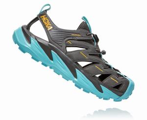 Hoka Hopara Women's Hiking Sandals Grey/Light Green | DEXM-17835