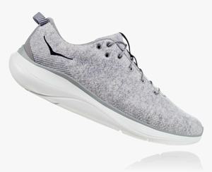 Hoka Hupana Flow Wool Wide Men's Road Running Shoes Grey | RMST-36908