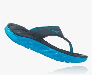 Hoka Recovery Flip Flops Women's Recovery Flip Flops Black/Blue | RDKU-84217