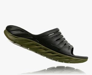 Hoka Recovery Slides Men's Recovery Slides Black/Dark Green | GILJ-86105