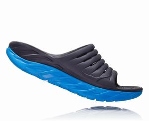 Hoka Recovery Slides Men's Recovery Slides Black/Blue | UQVY-32714