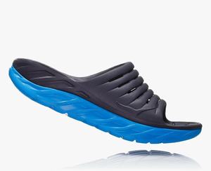 Hoka Recovery Slides Men's Recovery Slides Black/Blue | WFKH-09432