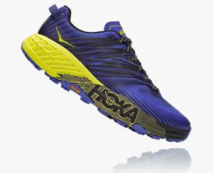 Hoka Speedgoat 4 Men's Trail Running Shoes Black/Yellow | STUR-84370