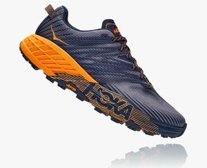 Hoka Speedgoat 4 Wide Men's Trail Running Shoes Black/Orange | NTFD-18379