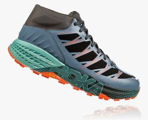 Hoka Speedgoat Mid Waterproof Men's Hiking Boots Blue/Green | QAOU-37468